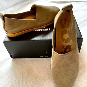 Sorel Slip-On Suede Flats in Sage